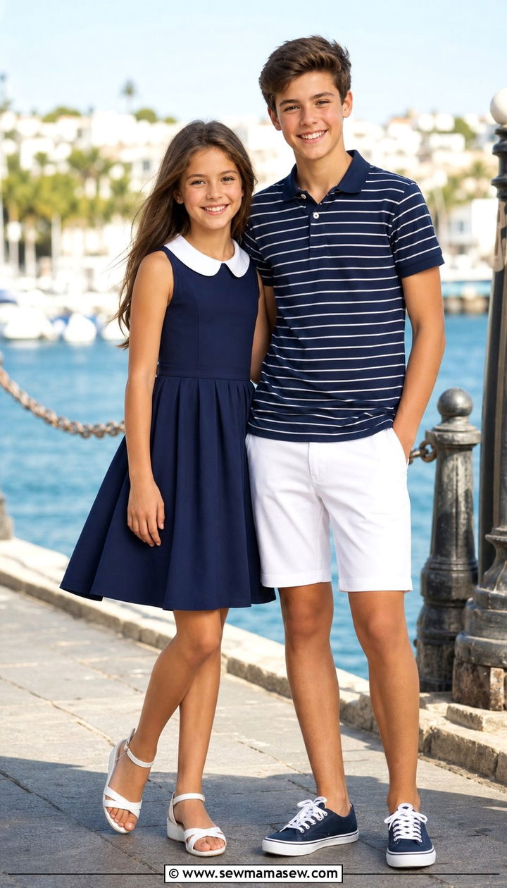 Navy And White Coordinated Sibling Outfits - 25 Spring sibling outfit ideas