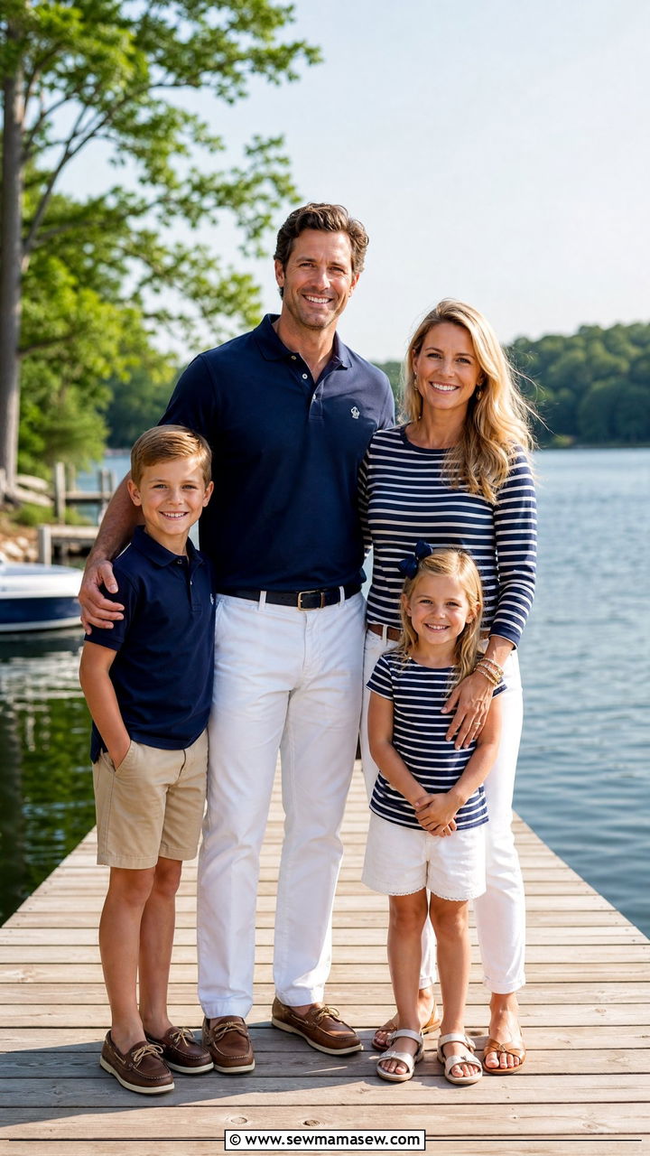 Navy And White For Lakeside Dock Portraits - 30 family photo outfits ideas
