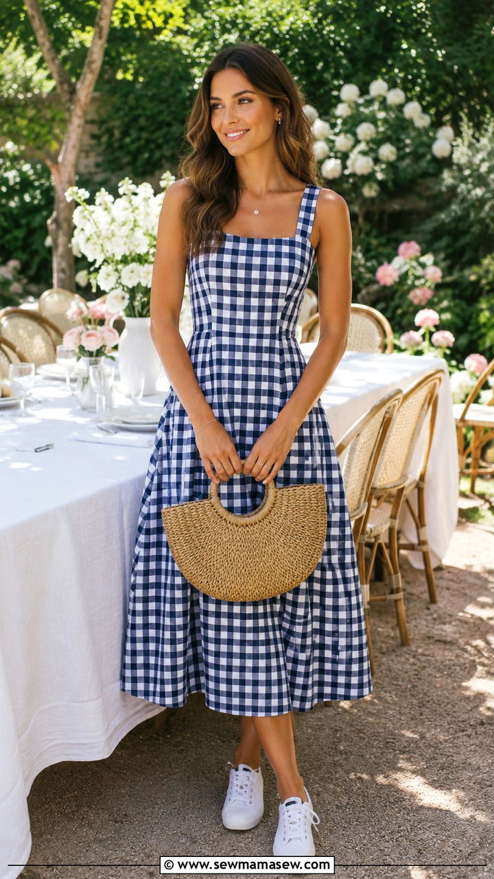 Navy And White Gingham Outfit - 30 Navy and white outfit ideas