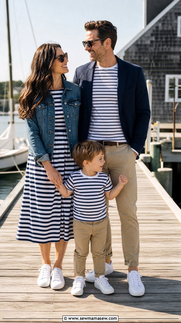 Navy And White Stripe Family Photo Outfits - 30 casual family photo outfits
