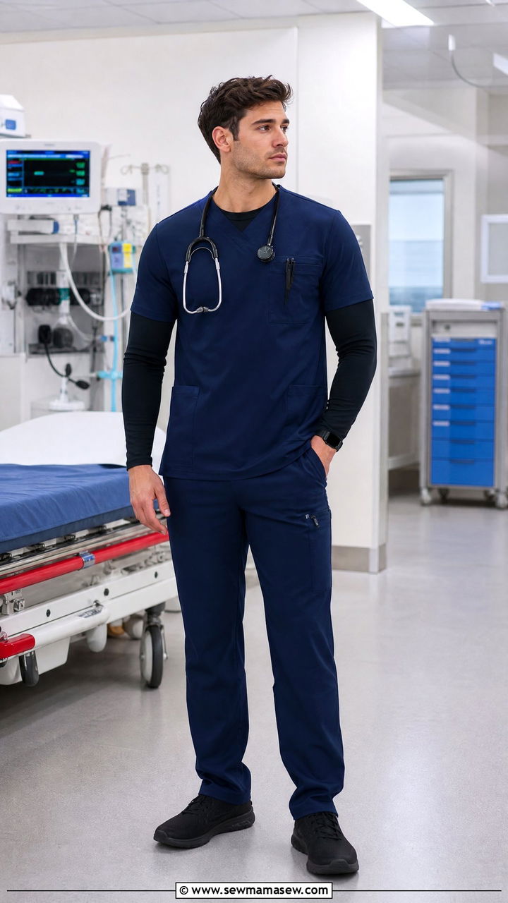 Navy Athletic Fit Scrubs for Male ER Nurses - 30 ER nurse outfit ideas