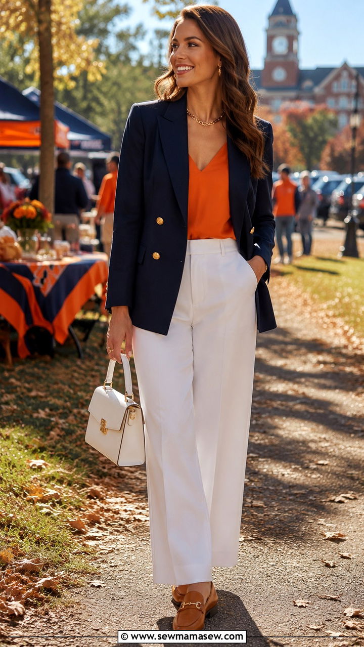 Navy Blazer And White Pants Gameday - 20 Gameday outfit ideas Auburn