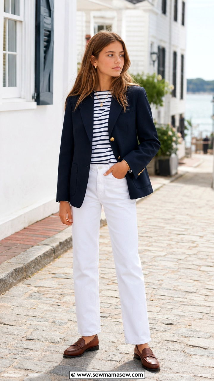 Navy Blazer With White Jeans Old Money Outfit - 20 Old money outfit ideas for teens