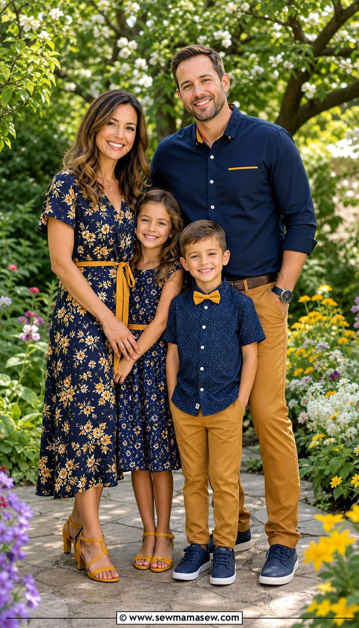 Navy Blue And Mustard Family Photo Outfit - 25 Family photo outfit ideas matching