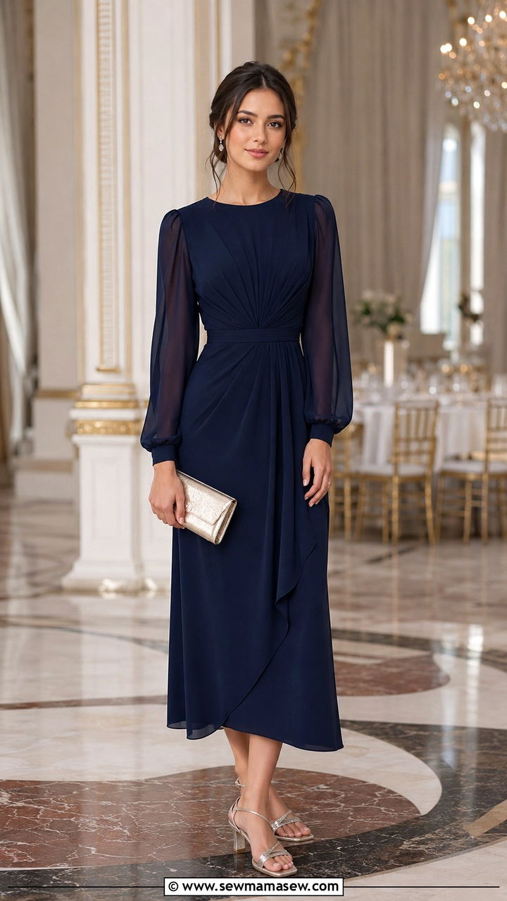 Navy Blue Modest Wedding Guest Dress - 30 modest spring wedding guest outfit ideas