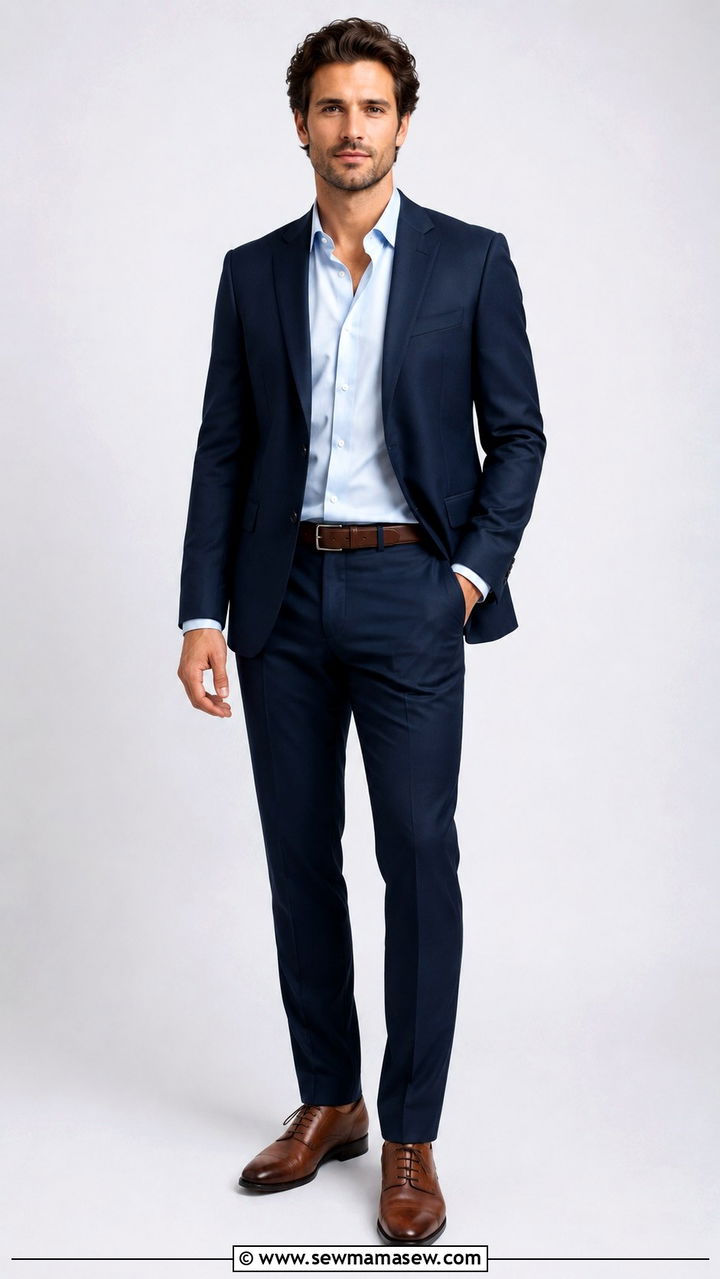 Navy Blue Suit with Light Blue Dress Shirt - 25 Professional headshot outfit ideas