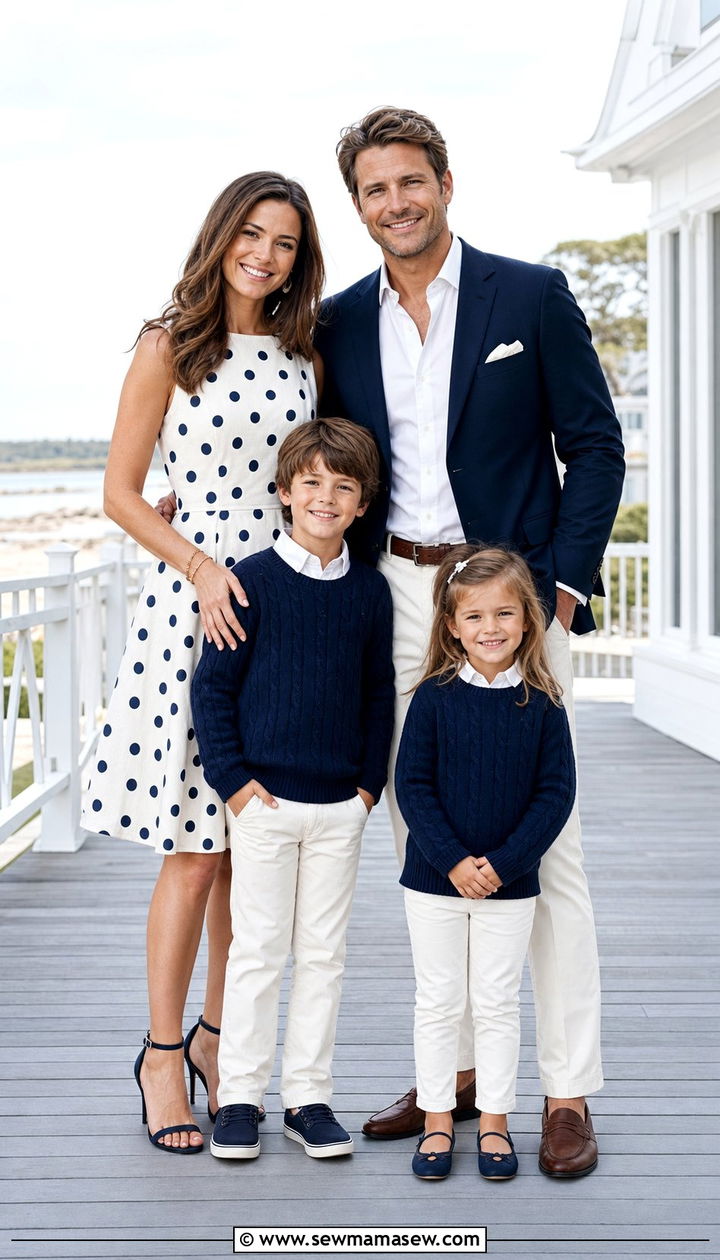 Navy Blue and Ivory Family Photo Outfit - 25 family photo outfits aesthetic