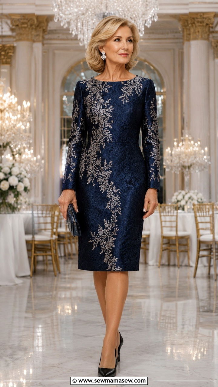 Navy Brocade Dress Wedding Guest - 25 Wedding guest outfit ideas for 50 year old