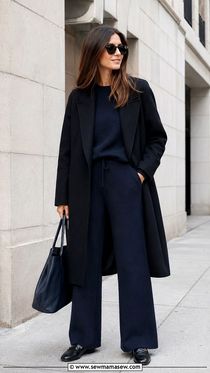 Navy Cashmere Sweater and Matching Sweater Pants - 30 Monochromatic navy outfits