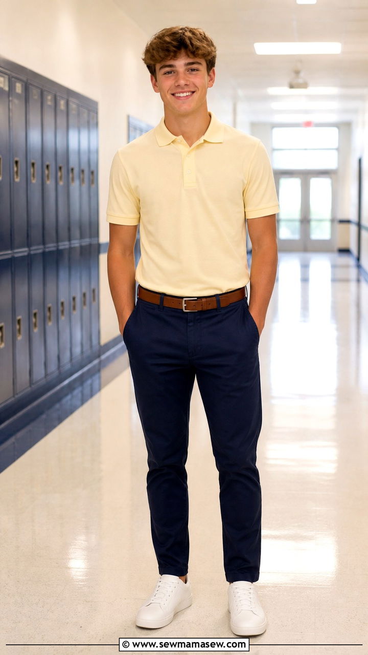 Navy Chinos With Collared Polo - 20 5th grade graduation outfit ideas