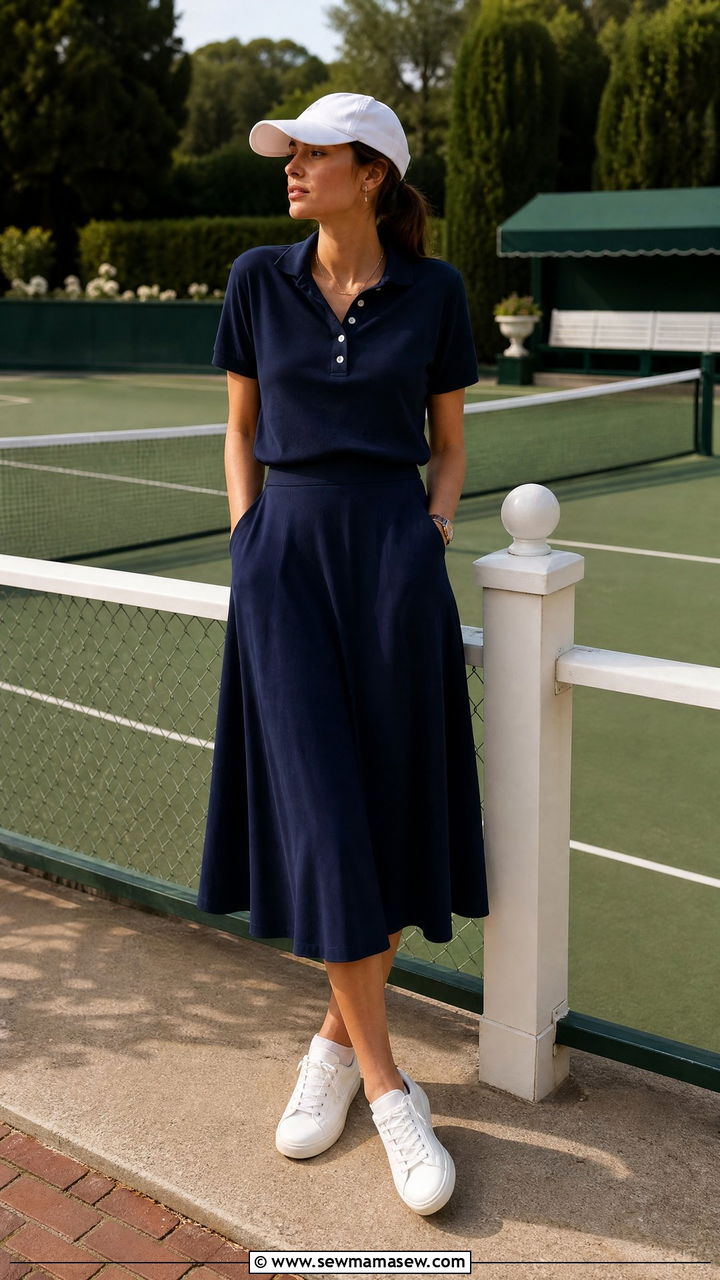 Navy Cotton Pique Polo Dress Co ord - 30 Matching set outfit ideas old money