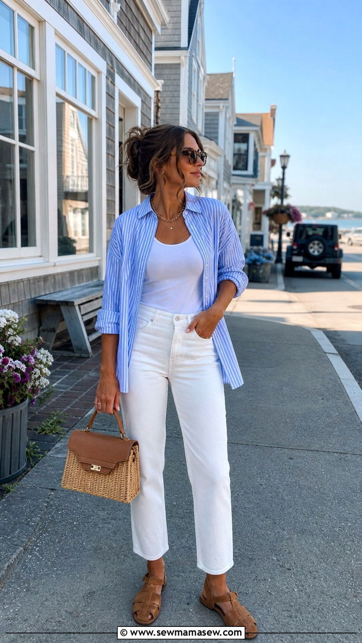 Navy Knit Cardigan With Denim Shorts Outfit - 20 Coastal granddaughter outfit ideas summer