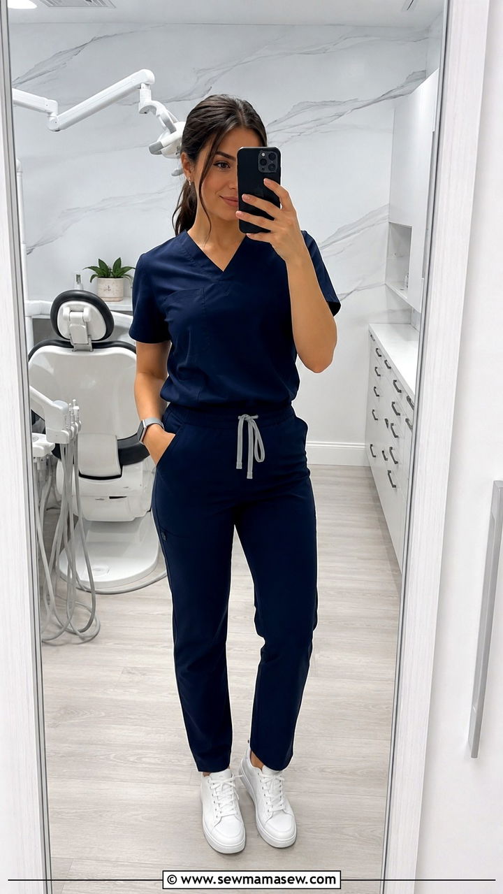 Navy Matching Scrub Set For Dental Office - 30 Dental office outfit ideas
