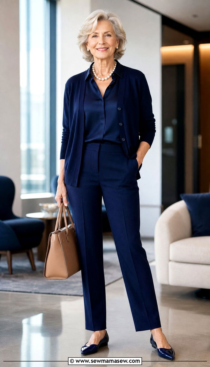 Navy Monochrome Outfit - 25 Sophisticated outfit ideas for women over 60