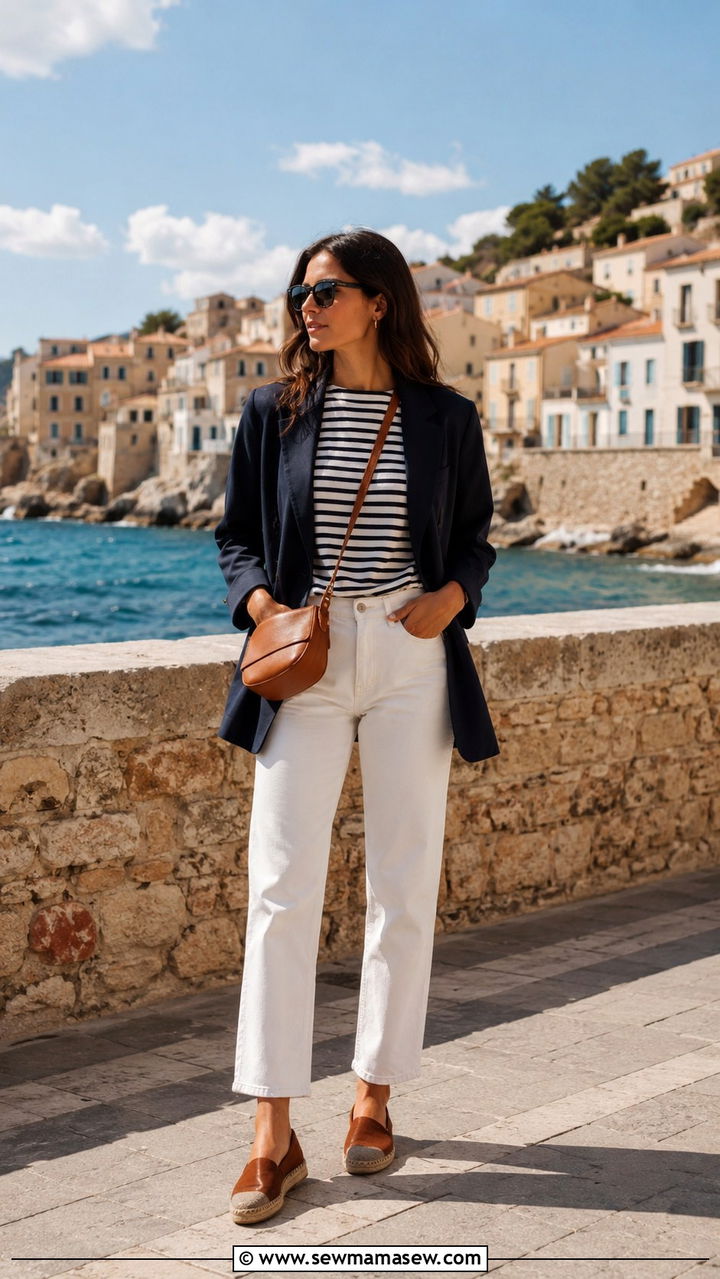Navy Oversized Blazer with White Jeans Style - 30 Oversized blazer outfit ideas with jeans