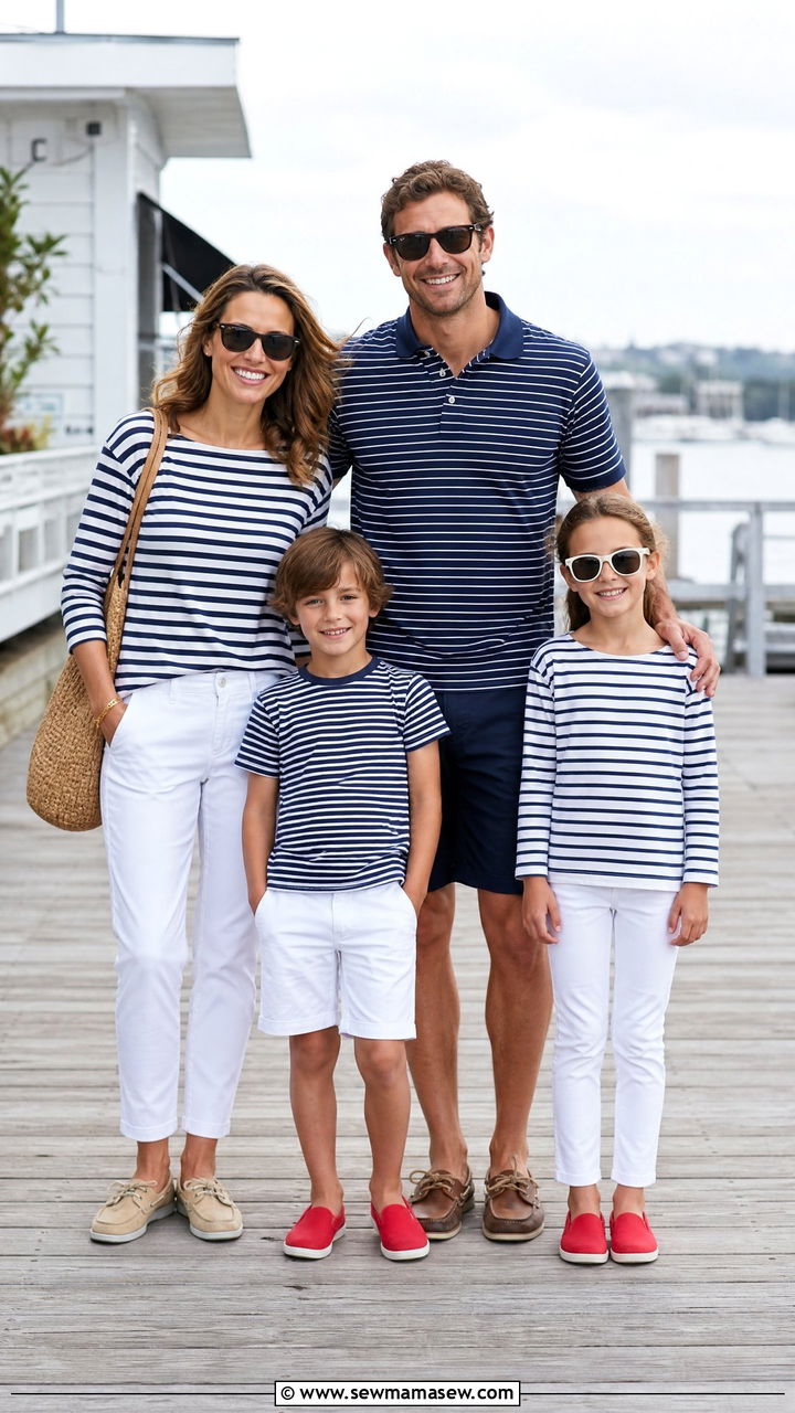 Navy Stripe Matching Family Outfits - 30 Matching summer family outfits