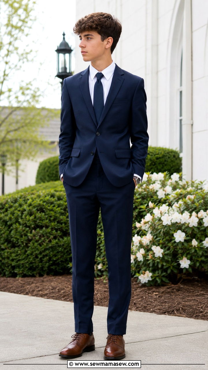 Navy Suit With Brown Dress Shoes - 25 Wedding guest outfits for teens