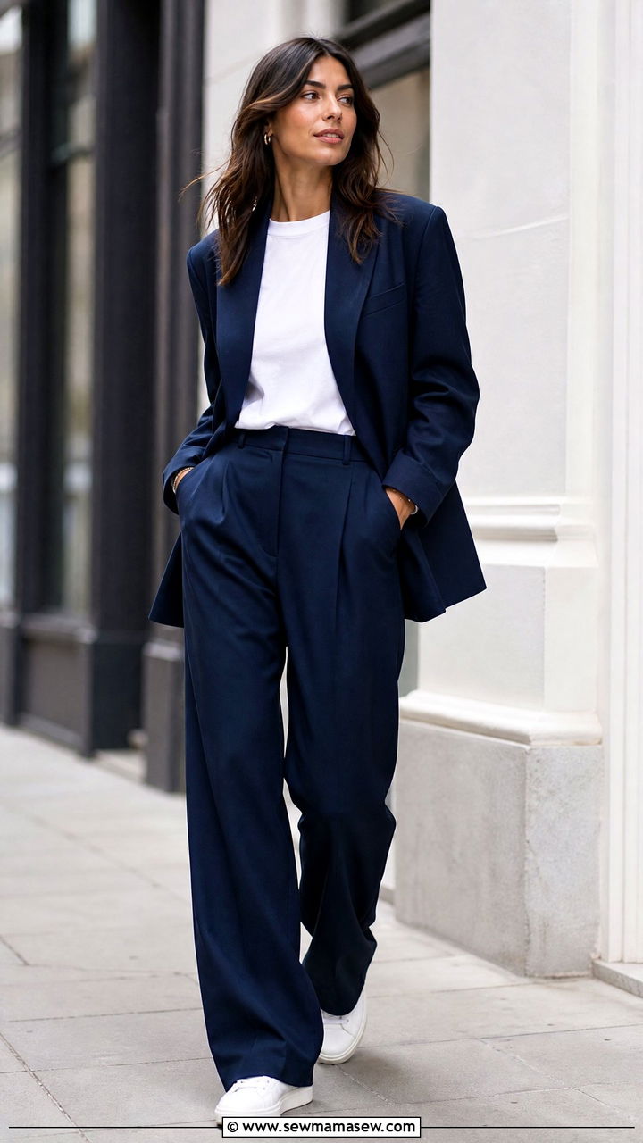 Navy Suit With White Sneakers Outfit - 25 Launch party outfit ideas