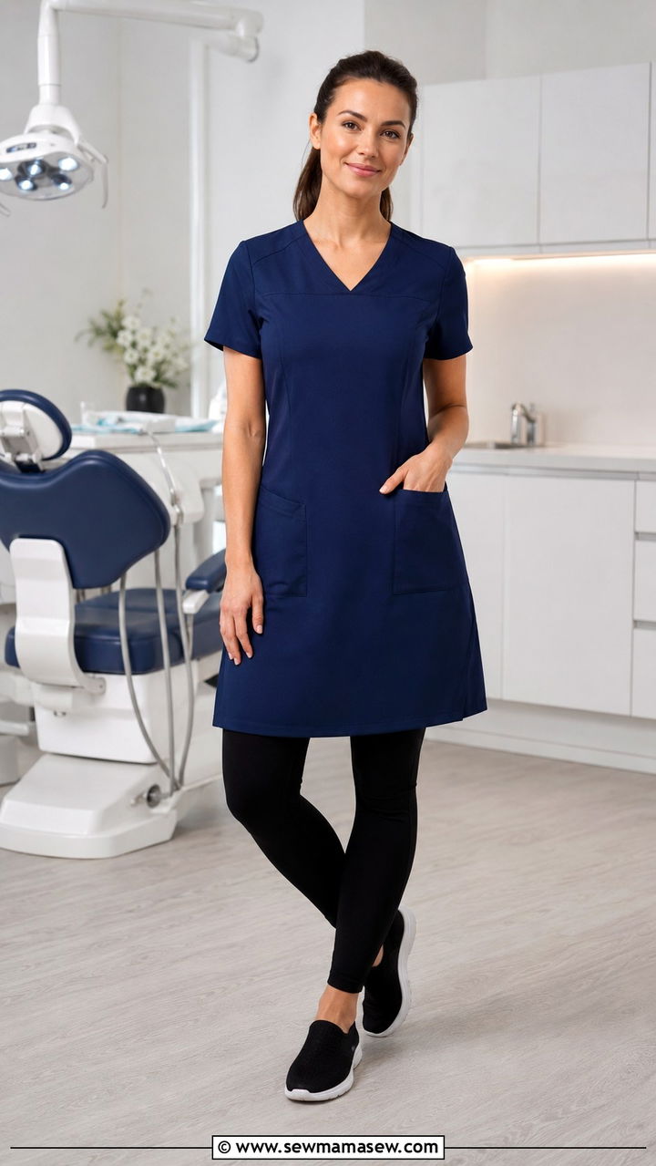 Navy Tunic Dress And Leggings Dental Office Outfit - 30 Dental office outfit ideas