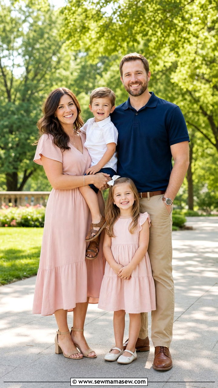 Navy White and Blush Family Photo Outfits for a Clean Park Session - 25 Family photo outfit ideas summer 2026