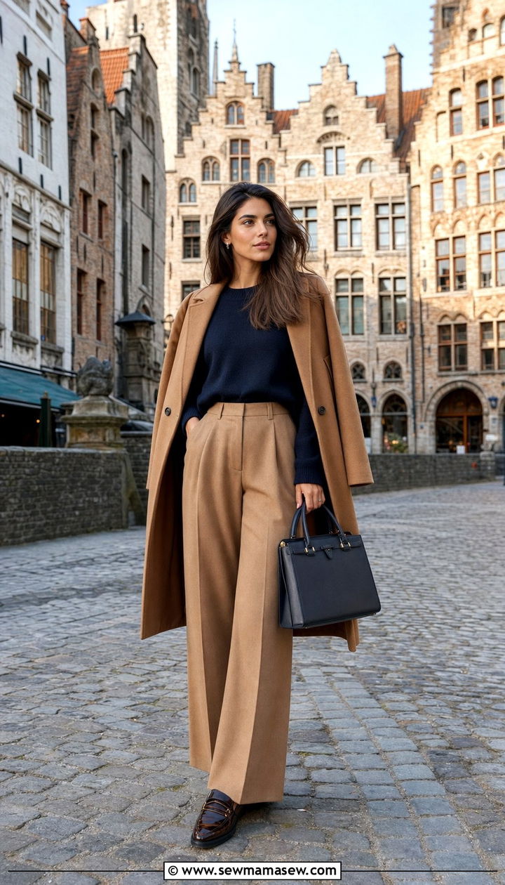 Navy and Camel Color Block Outfit Bruges Classic - 35 Bruges outfit ideas