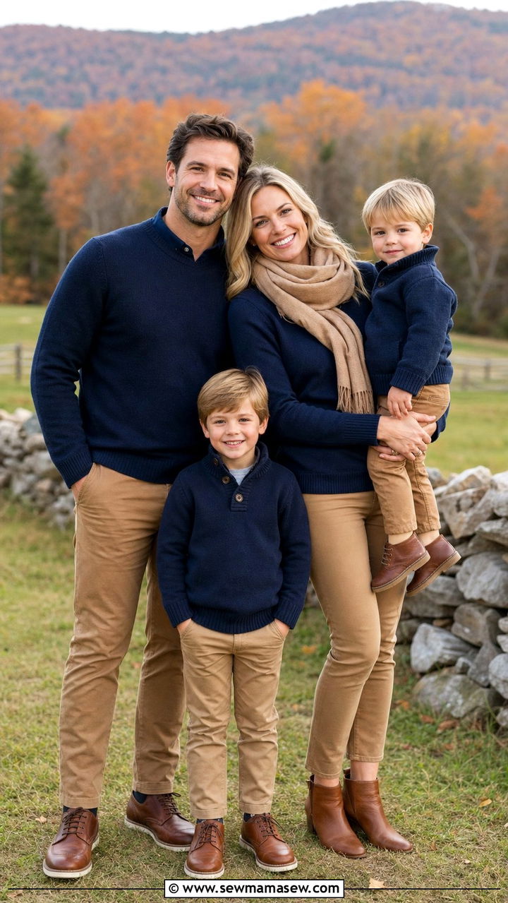 Navy and Camel Family Photo Outfit - 25 family photo outfits inspo