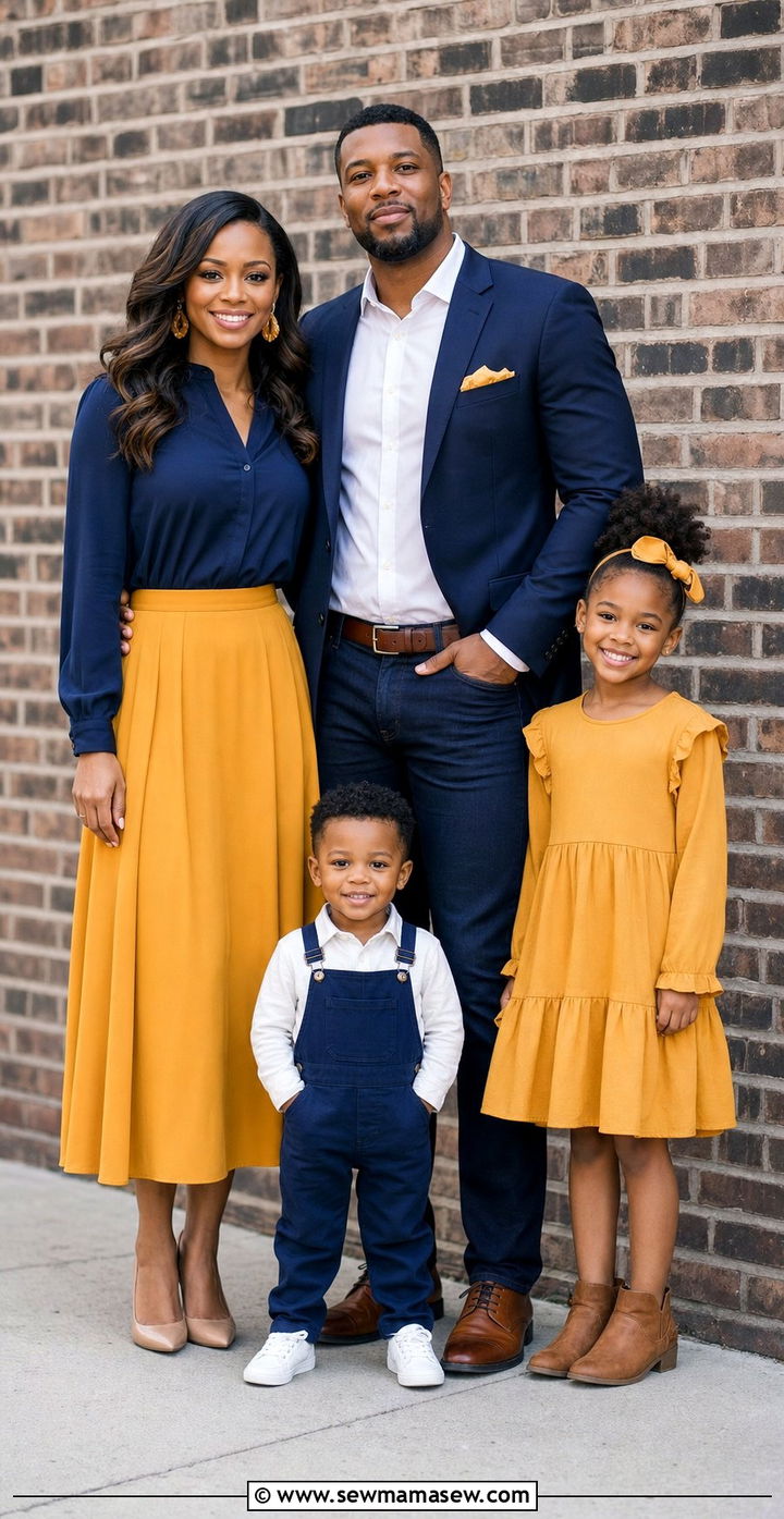 Navy and Mustard Family Photo Outfits - 25 family photo outfits Pinterest