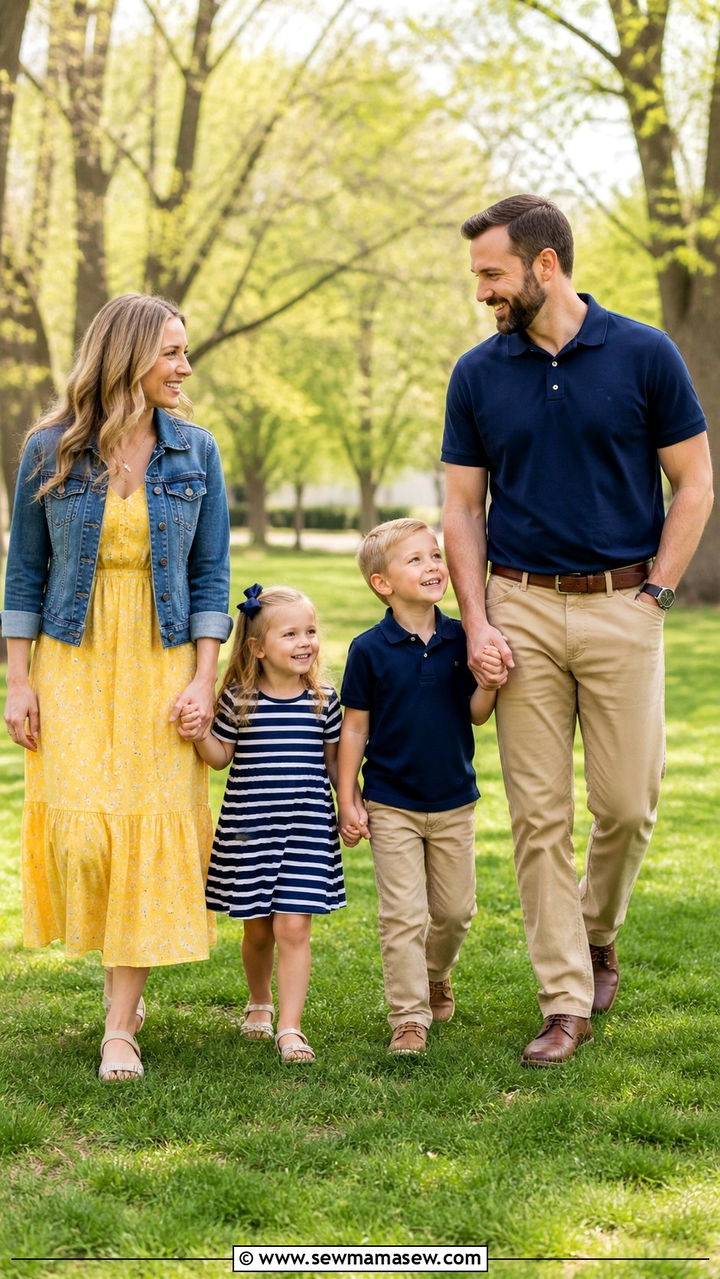 Navy and Yellow - 40 Spring family photo outfits