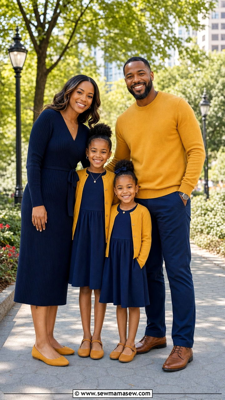 Navy and mustard family reunion outfit - 25 Family reunion outfit ideas matching