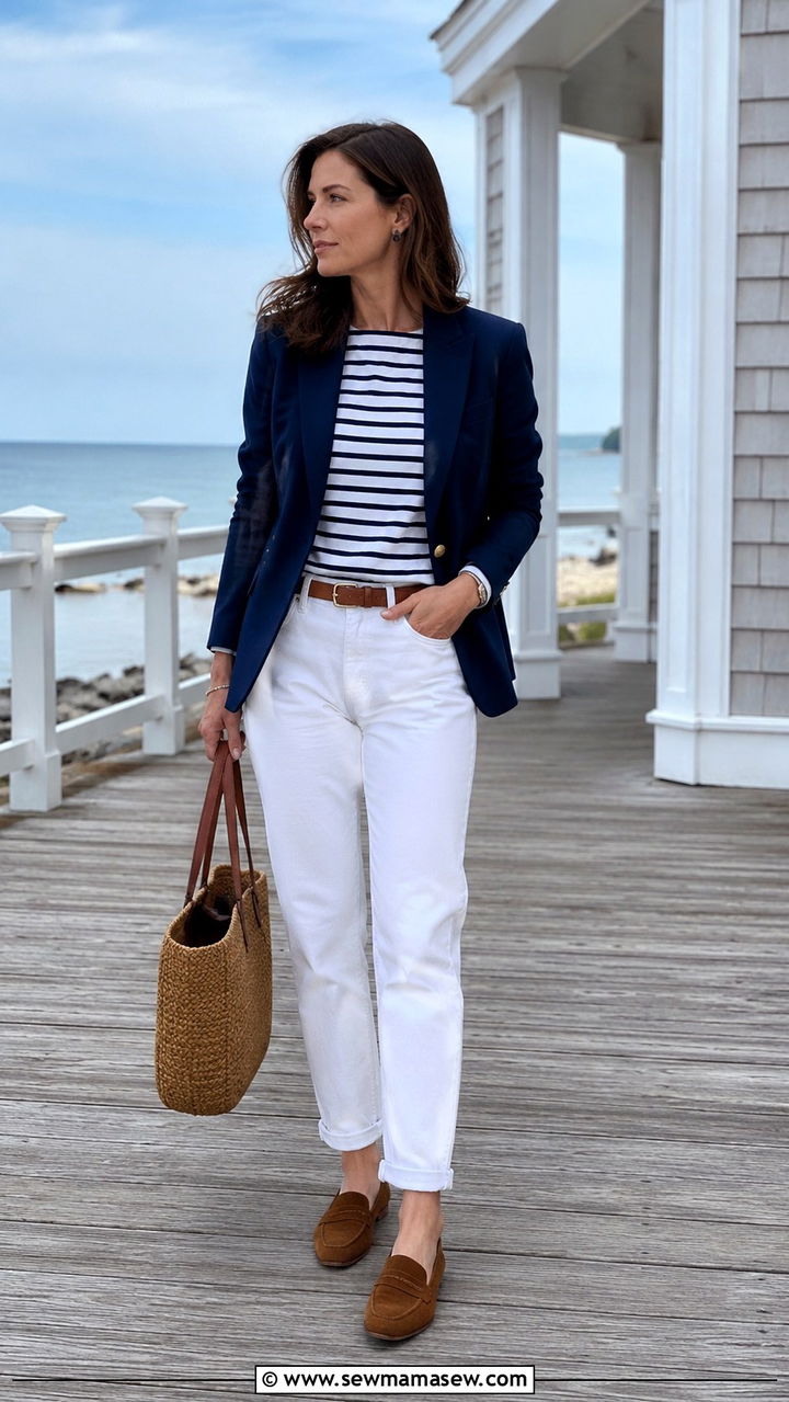 Navy blazer and white jeans - 25 Old money outfit ideas on Amazon