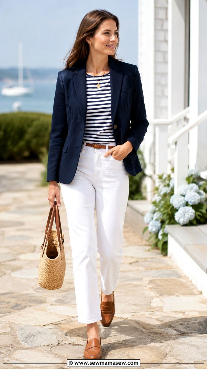 Navy blazer and white jeans outfit - 20 blazer outfits 2026