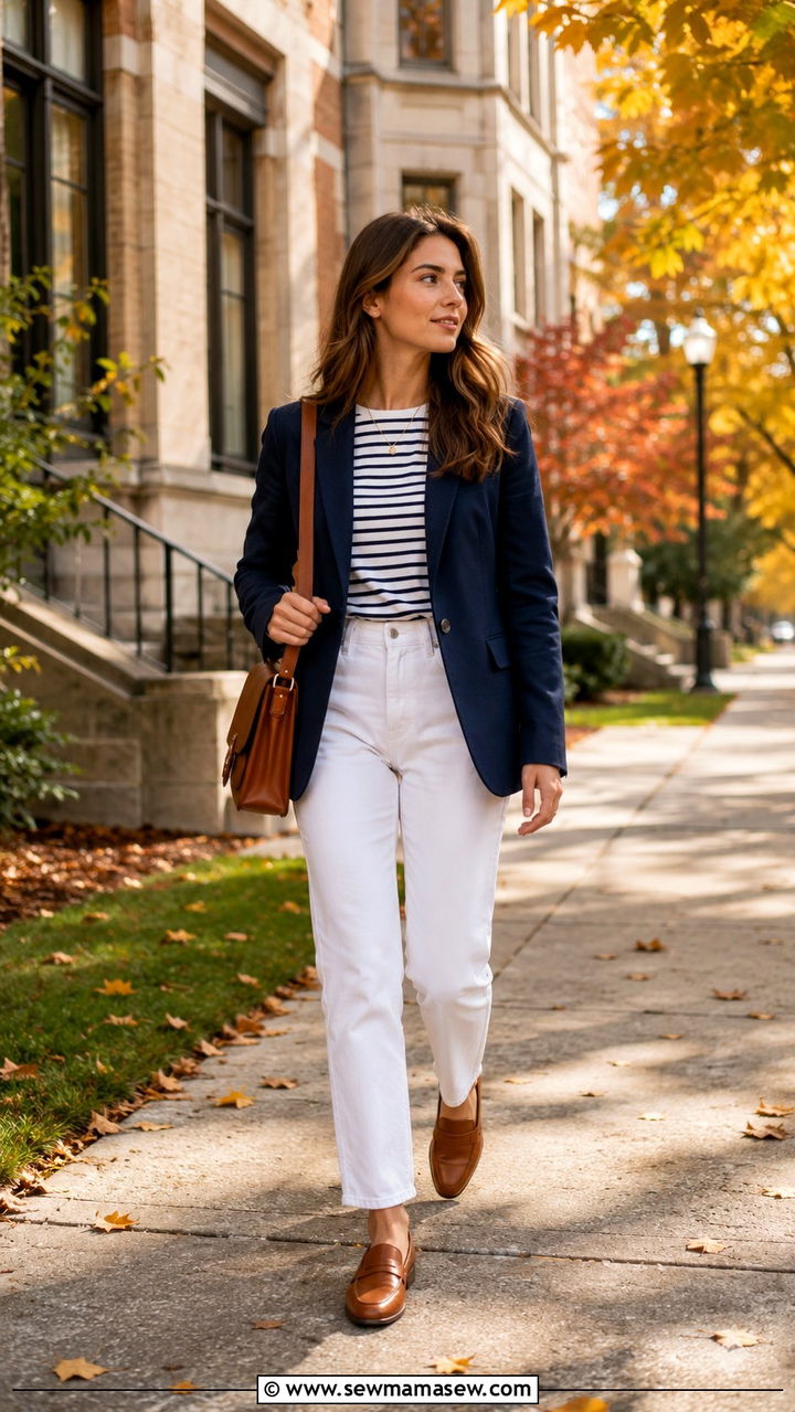 Navy blazer with white jeans outfit - 30 Law school student outfit ideas