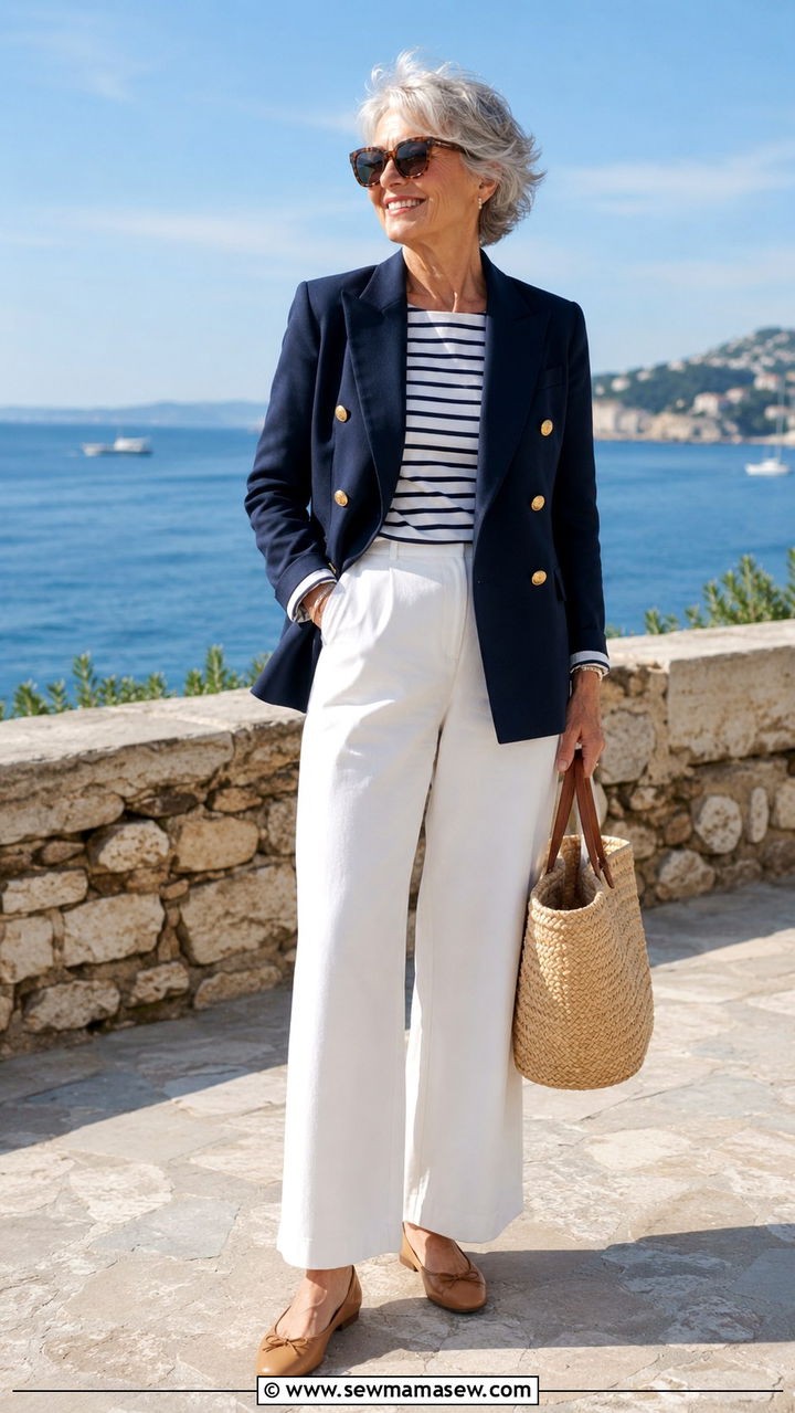 Navy blazer with white trousers - 20 How to style a blazer over 60