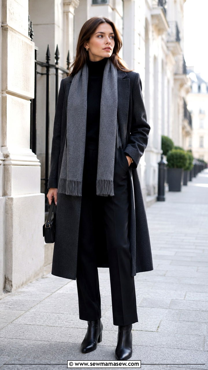 Navy midi slip dress with ballet flats outfit - 20 Quiet luxury outfit ideas Loro Piana style