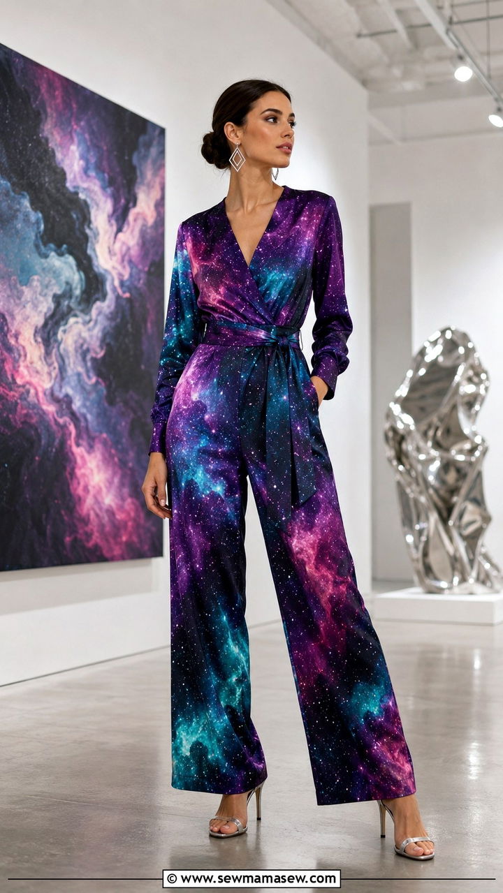 Nebula Jumpsuit with Silver Accessories - 30 celestial outfits inspo