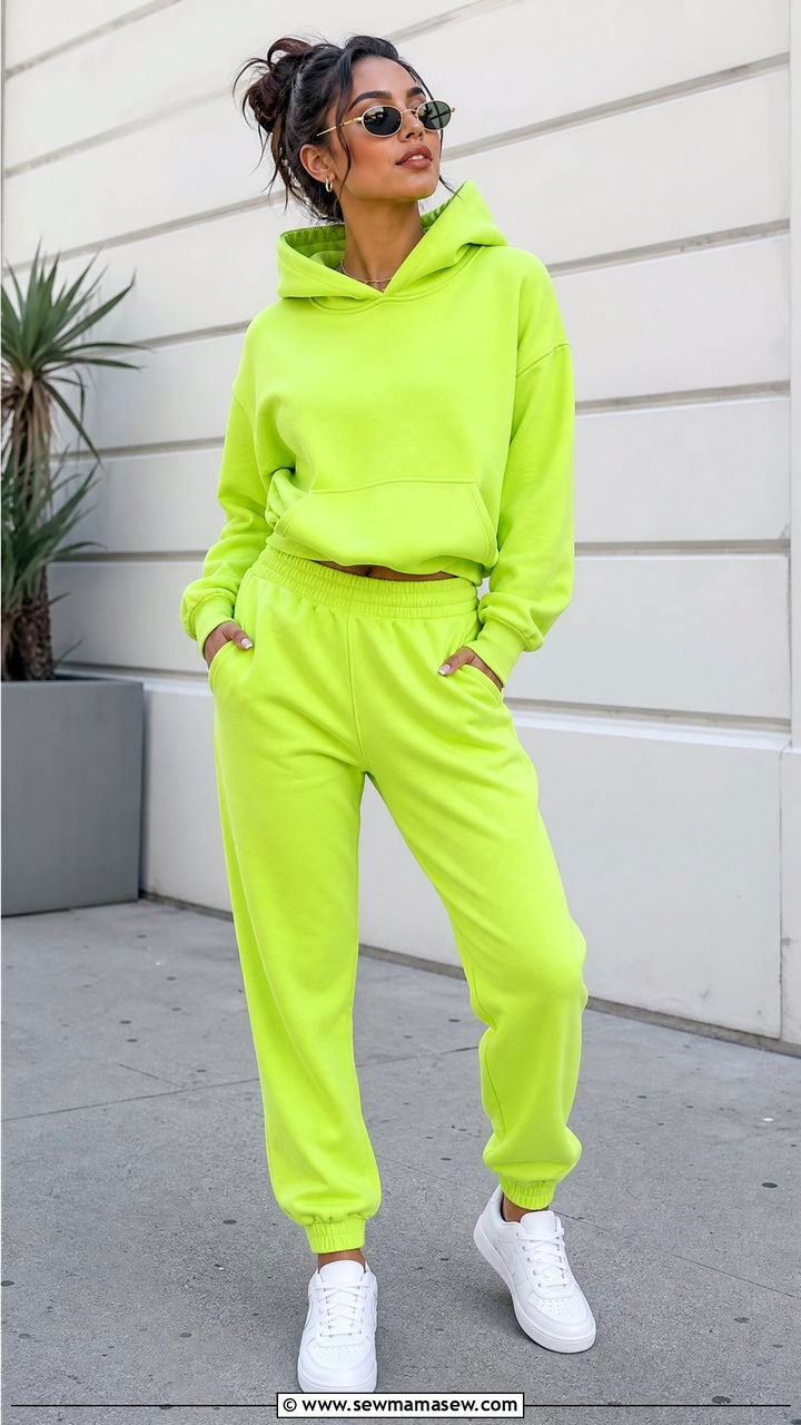 Neon Hoodie and Joggers Matching Set - 25 Hoodie and joggers matching set outfit ideas