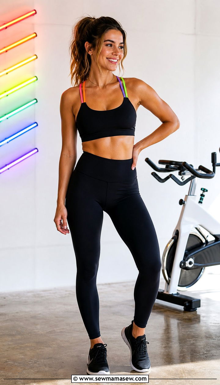 Neon Pride Collection Bra And Black Leggings - 25 SoulCycle outfit ideas