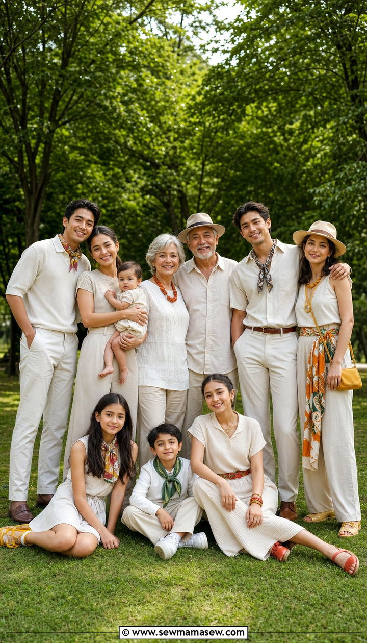 Neutral Base with Statement Accessories Outfit - 25 Family photo outfits for large families