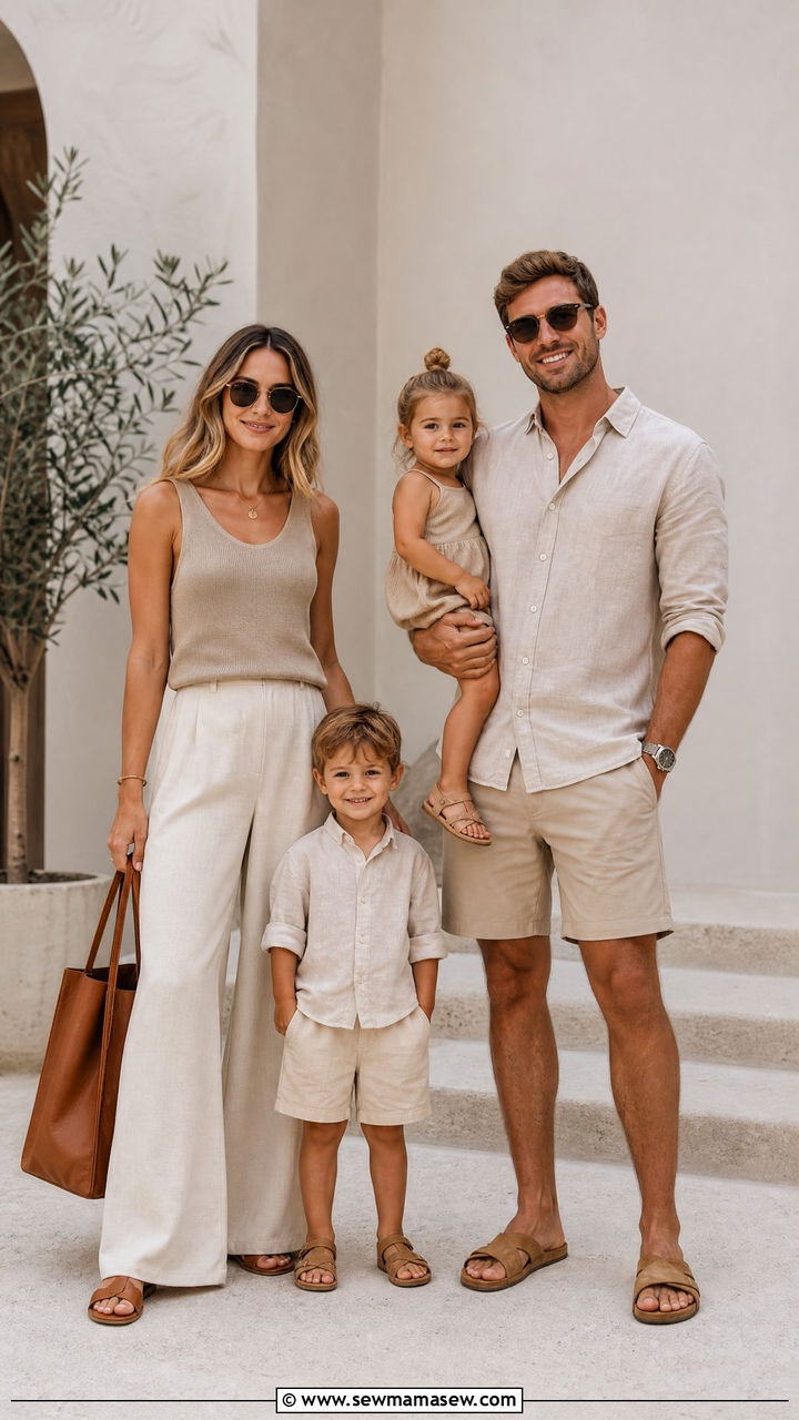 Neutral Beige Matching Family Outfits - 30 Matching summer family outfits