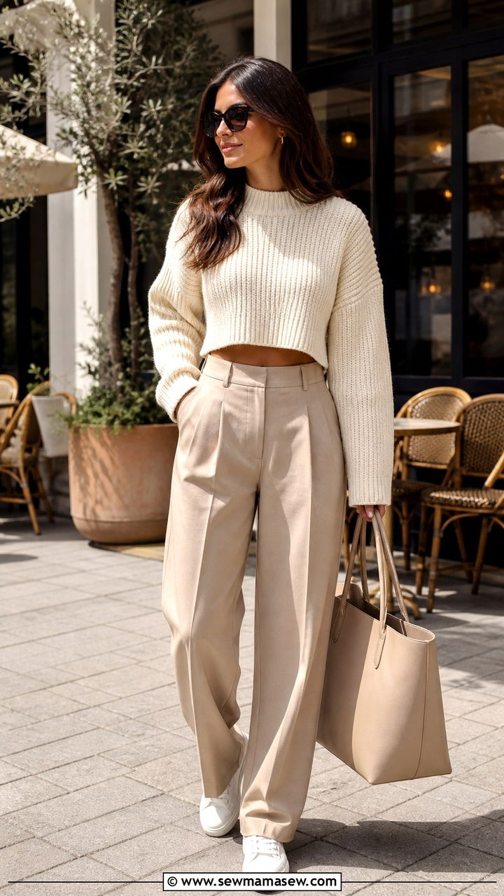 Neutral Belted Midi Dress - 40 Minimalist outfit ideas