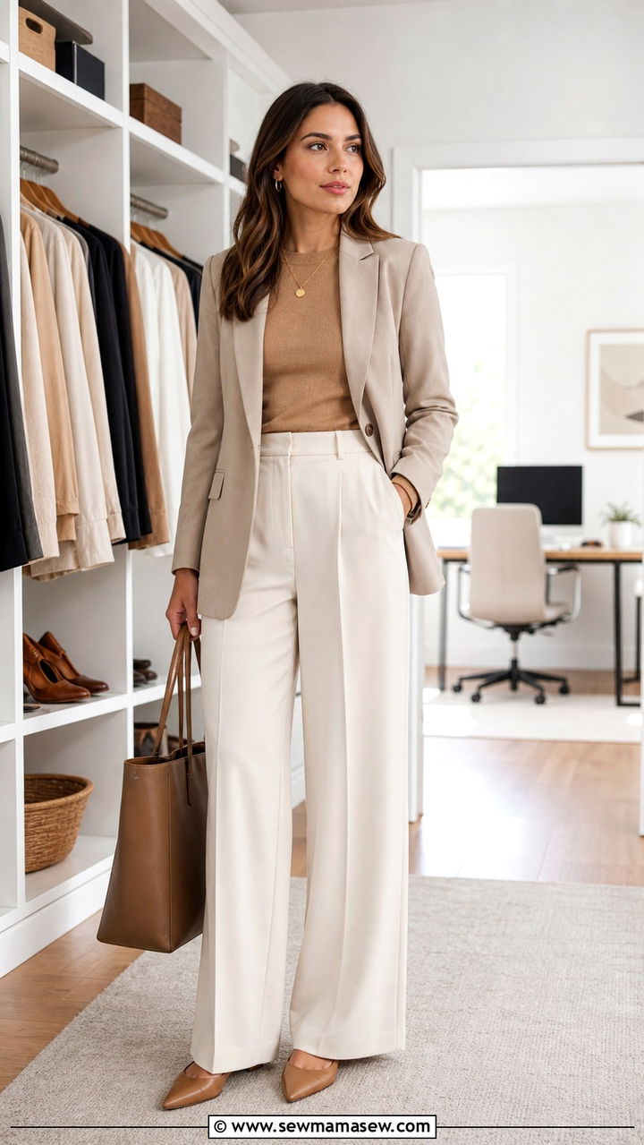 Neutral Capsule Wardrobe Office Outfit - 40 office outfits for women