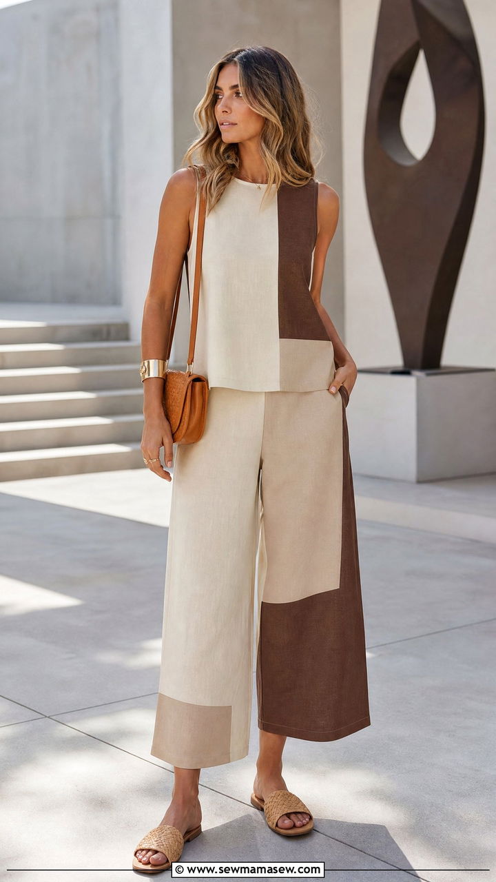 Neutral Color Block Matching Set Outfit - 30 Matching set outfit ideas clean girl