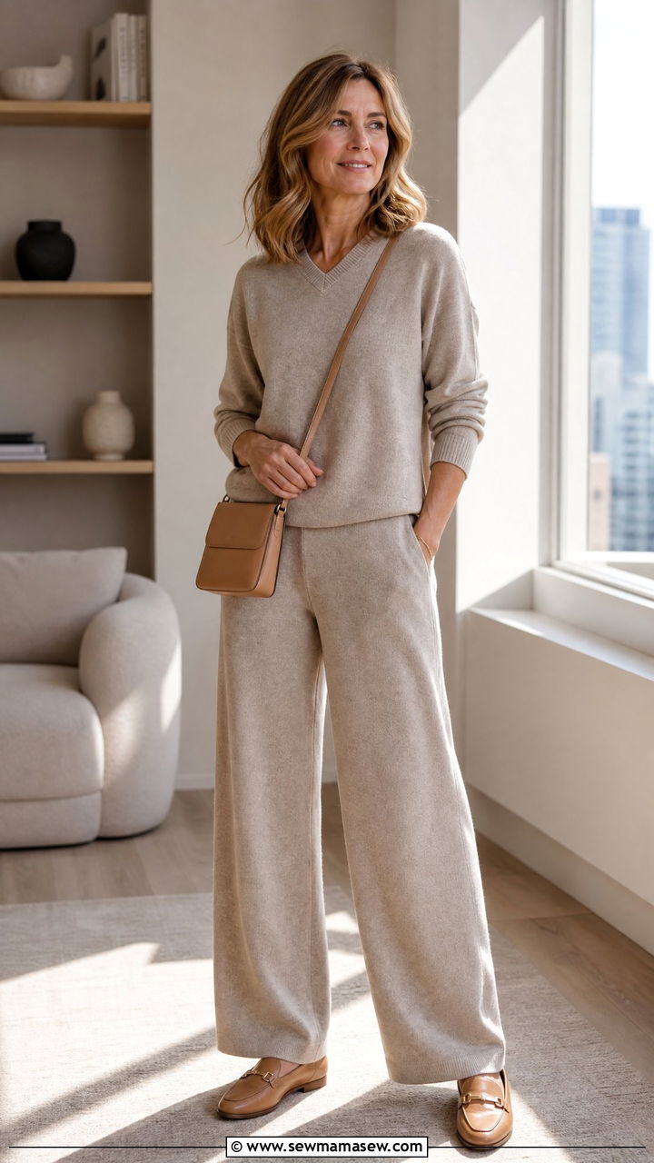 Neutral Knit Set Outfit Women Over 40 - 35 Minimalist outfits for women over 40