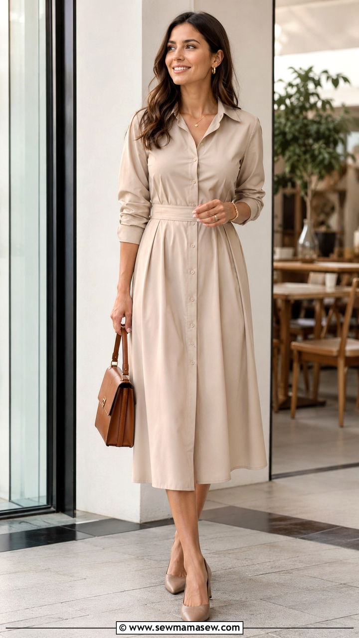 Neutral Monochrome Dress Outfit - 30 office outfits Pinterest