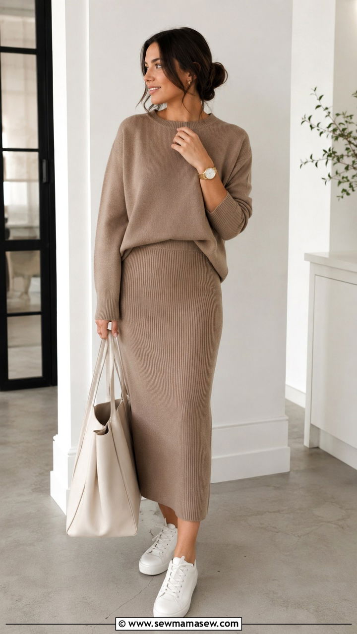 Neutral Monochrome Knit Co Ord - 25 2026 fashion trends women ideas