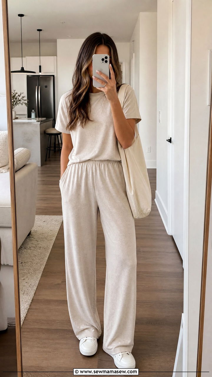 Neutral Monochrome Lounge Set - 30 Matching set outfit ideas spring