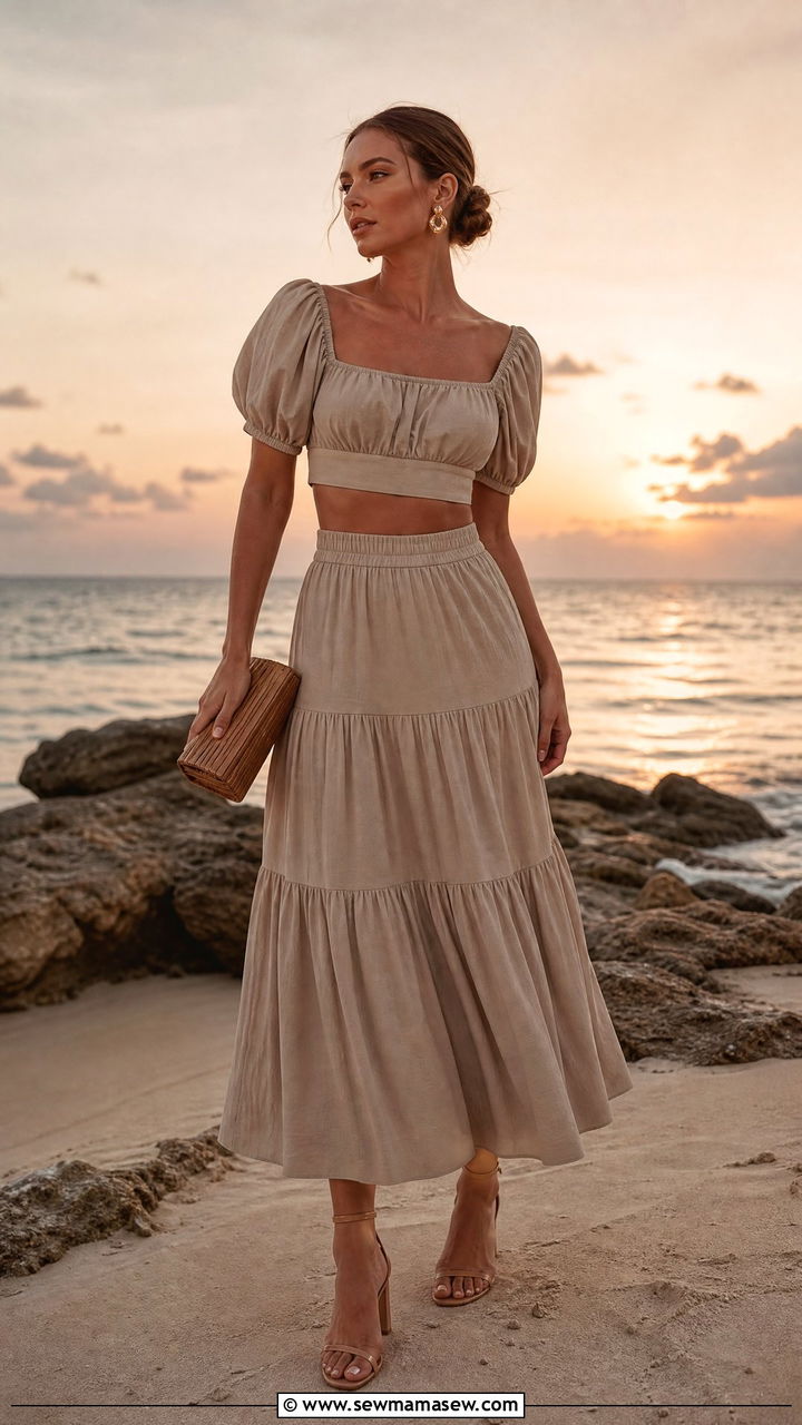 Neutral Monochrome Two Piece Set Beach Photoshoot Outfit - 25 Beach photoshoot outfit ideas 2026