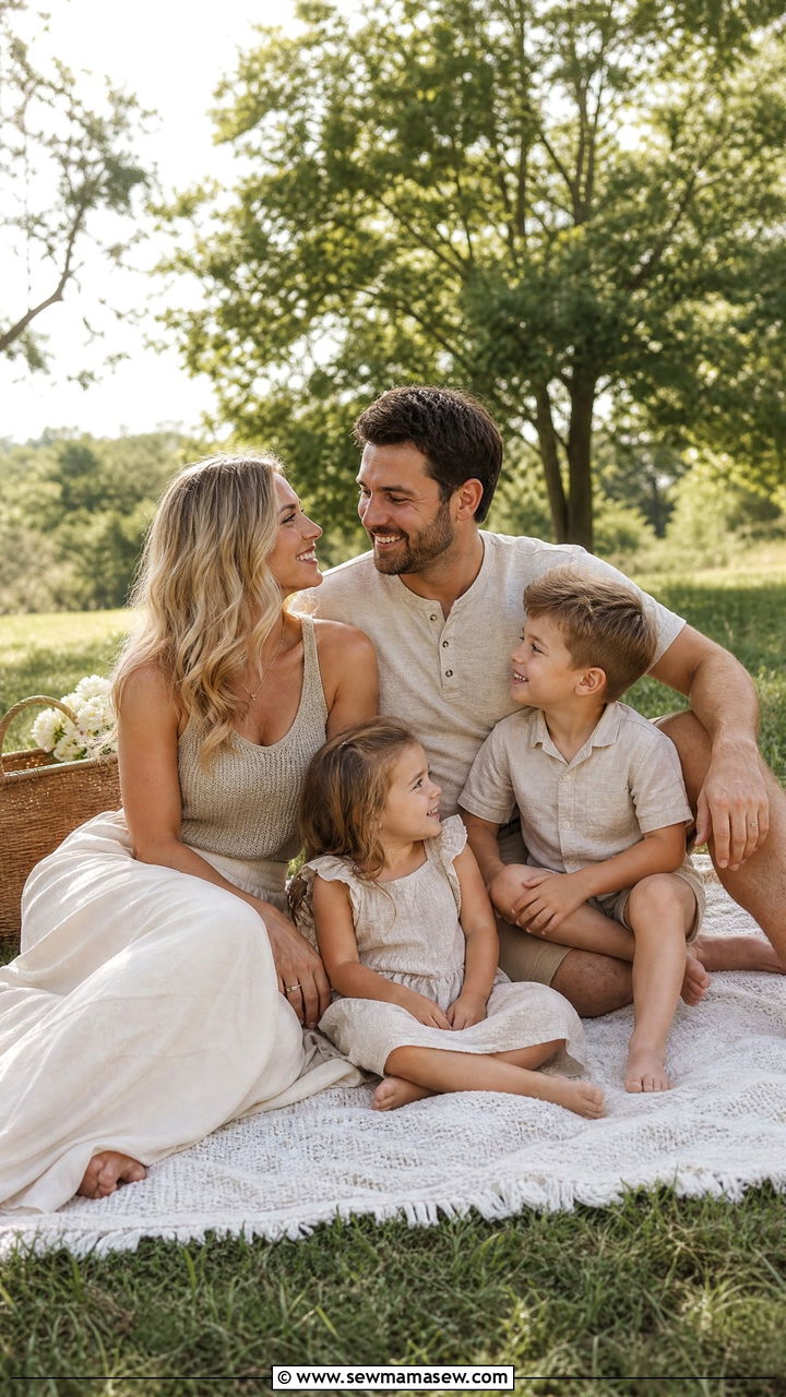 Neutral Picnic Outfits for Laid Back Summer Family Photos - 30 summer family photoshoot outfit ideas
