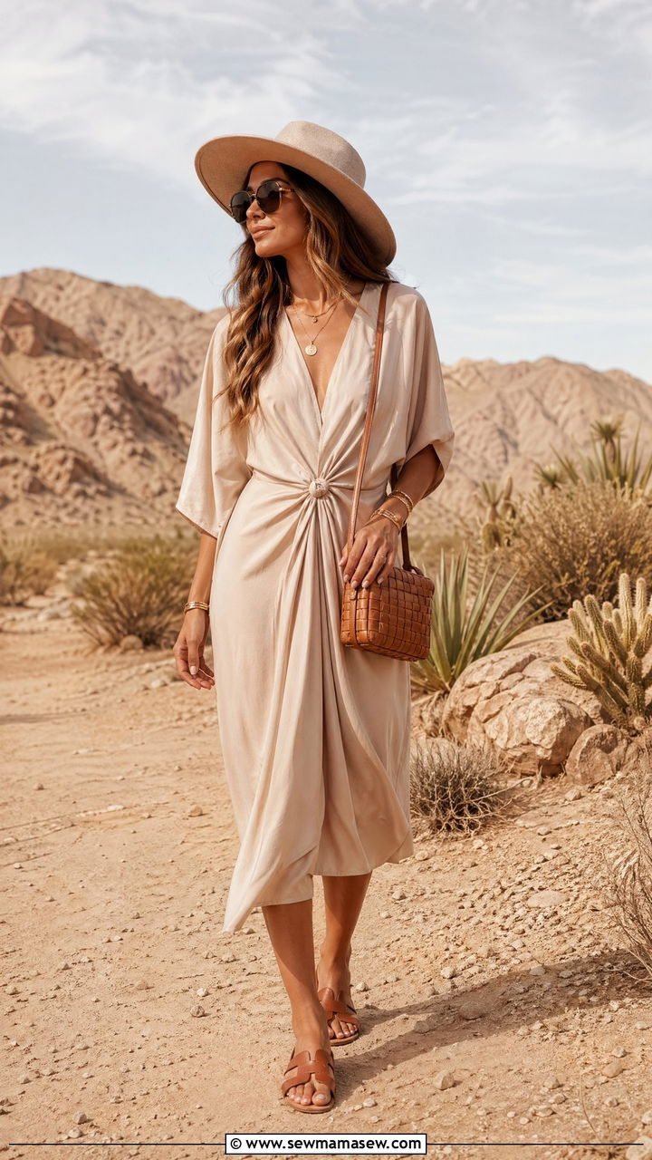 Neutral Tone Beige Outfit for Desert Wedding - 35 Destination wedding guest outfit ideas
