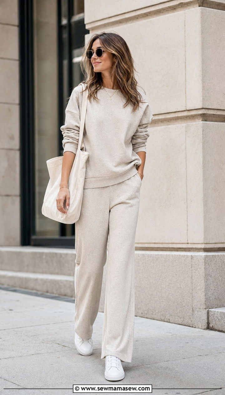Neutral Tone Coordinated Matching Set - 35 Athleisure outfit ideas